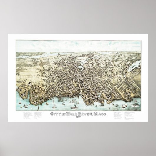 Kaart van de Herfst, Massachusetts in 1877 Poster (Voorkant)