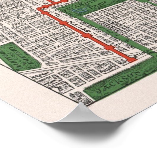  kaart van de Hogere Spoorwegen van Chicago (1908) Poster (Hoek)