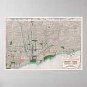  kaart van de Hogere Spoorwegen van Chicago (1908) Poster (Voorkant)