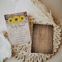 Kaart van de Hout Lace Sunflower Rustic RSVP Respo