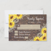 Kaart van de Hout Lace Sunflower Rustic RSVP Respo (Voorkant)