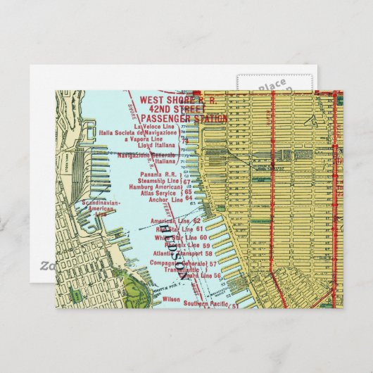 kaart van de Hudson River en Manhattan (Voorkant / Achterkant)