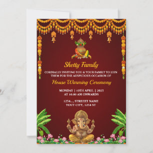 Kaart van de Indian Housewarming Invitation, Grah 