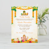 Kaart van de Indian Housewarming Invitation, Gruha (Staand voorkant)