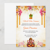 Kaart van de Indian Housewarming Invitation, Gruha (Voorkant / Achterkant)