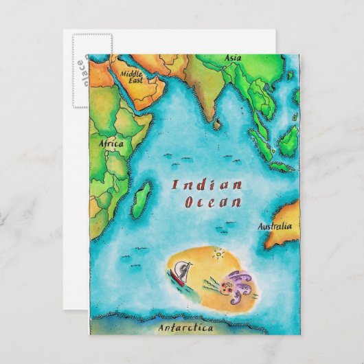 Kaart van de Indische Oceaan (Voorkant / Achterkant)
