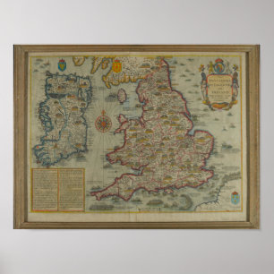 Kaart van de invasies van Engeland en Ierland Poster
