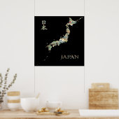 Kaart van de Japanse Hokusai-Uitzichten van de ber Poster (Keuken)