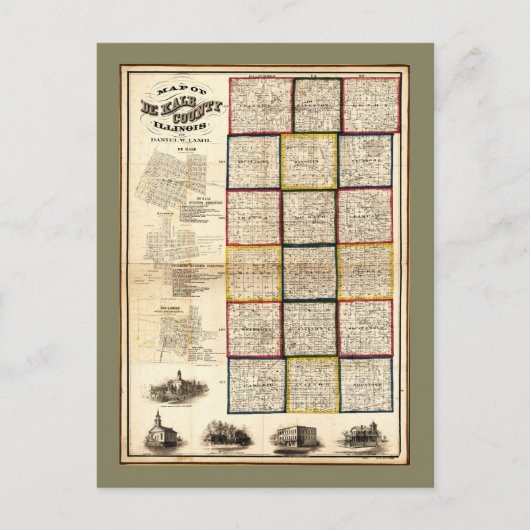 Kaart van de Kalb County, Illinois (1860) (Voorkant)