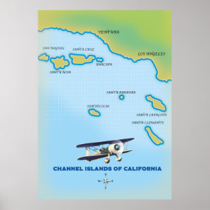 Kaart van de Kanaaleilanden van Californië Poster