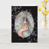 Kaart van de Kat van de Heks van Halloween van (Gele Bloem)