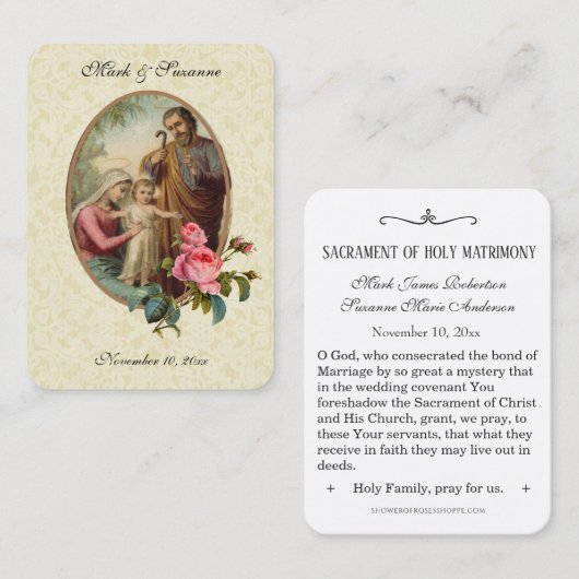 Kaart van de katholieke bruiloft voor de Heilige F Visitekaartje (Voorkant / Achterkant)