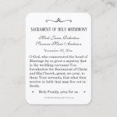 Kaart van de katholieke bruiloft voor de Heilige F Visitekaartje (Achterkant)