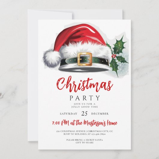 Kaart van de kerstfeestuitnodiging. Secret Santa E (Voorkant)