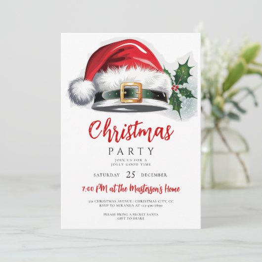 Kaart van de kerstfeestuitnodiging. Secret Santa E (Staand voorkant)