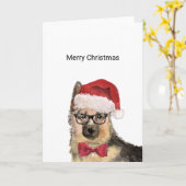 Kaart van de kerstman van de Duitse herder (Gele Bloem)