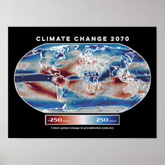 kaart van de klimaatverandering en de neerslag poster
