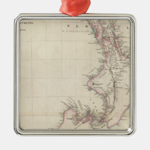 Kaart van de kolonie Nieuw-Zeeland Metalen Ornament