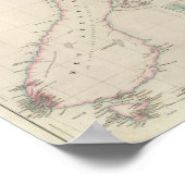 Kaart van de kolonie Nieuw-Zeeland Poster (Hoek)