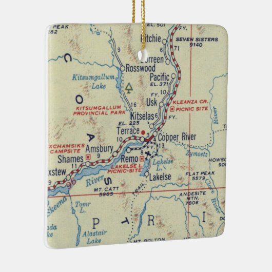  kaart van de Koperrivier BC Keramisch Ornament (Rechts)