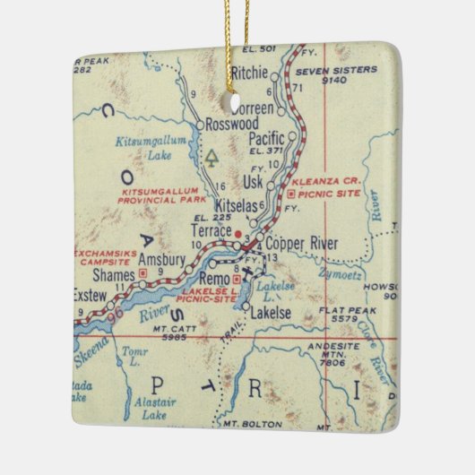  kaart van de Koperrivier BC Keramisch Ornament (Links)