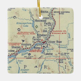 kaart van de Koperrivier BC Keramisch Ornament