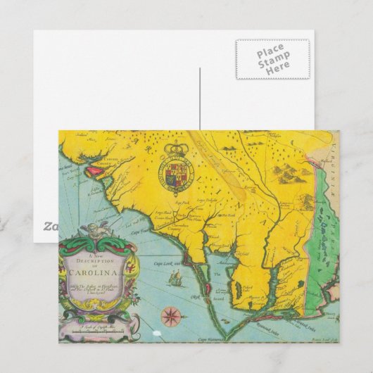  kaart van de kust van Carolina (Voorkant / Achterkant)