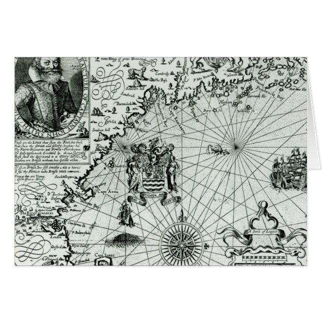 Kaart van de kust van New England (Voorkant Horizontaal)