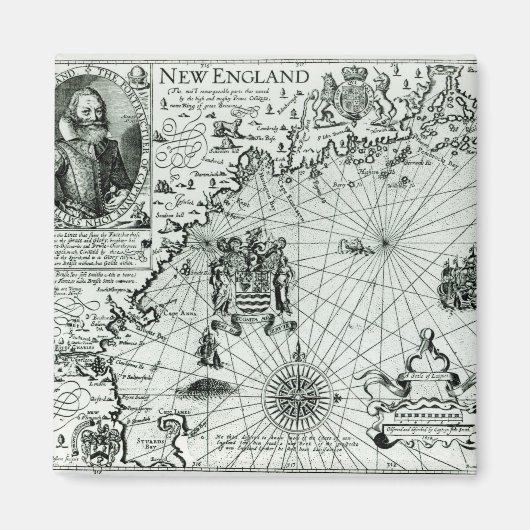 Kaart van de kust van New England Magneet (Voorkant)