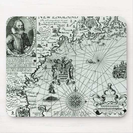 Kaart van de kust van New England Muismat (Voorkant)