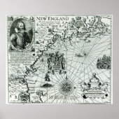 Kaart van de kust van New England Poster (Voorkant)