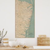  kaart van de kust van New Jersey (1890) Poster (Keuken)