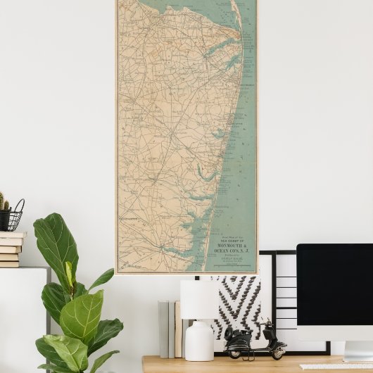  kaart van de kust van New Jersey (1890) Poster (Thuiskantoor)