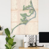  kaart van de kust van North Carolina (1875) Poster (Thuiskantoor)