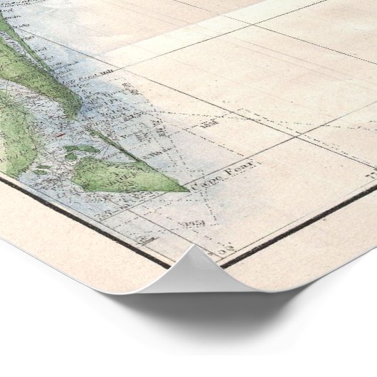  kaart van de kust van North Carolina (1875) Poster (Hoek)