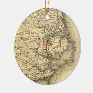 kaart van de kust van North Carolina (1887) Keramisch Ornament