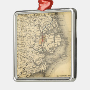 kaart van de kust van North Carolina (1887) Metalen Ornament