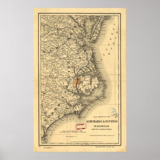  kaart van de kust van North Carolina (1887) Poster (Voorkant)