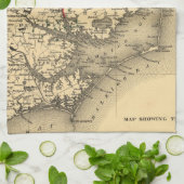  kaart van de kust van North Carolina (1887) Theedoek (Gevouwen)