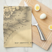  kaart van de kust van North Carolina (1887) Theedoek (Quarter Fold)