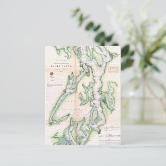  kaart van de kust van Puget Sound Washington (186 (Staand voorkant)