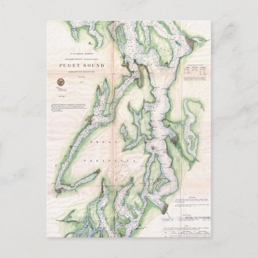 kaart van de kust van Puget Sound Washington (186 (Voorkant)