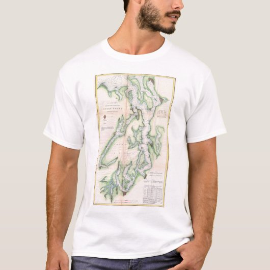  kaart van de kust van Puget Sound Washington (186 T-shirt (Voorkant)