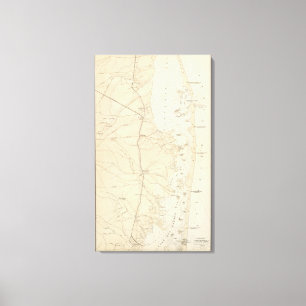 Kaart van de kustsectie Barnegat Bay naar Tuckerto Canvas Afdruk