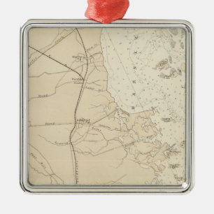 Kaart van de kustsectie Barnegat Bay naar Tuckerto Metalen Ornament