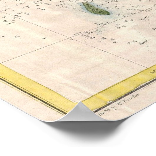 kaart van de kuststrook van Tampa (1855) Poster (Hoek)