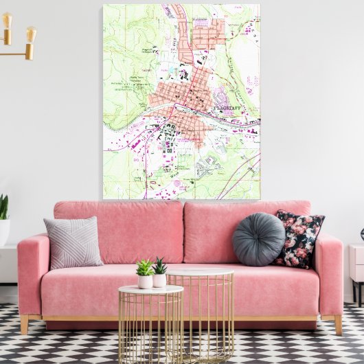  kaart van de lagstaff Arizona (1962) Canvas Afdruk (Insitu (Woonkamer))