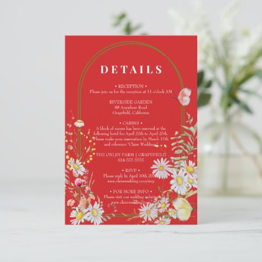 Kaart van de lenteszomer Wildflower Fiery Red Encl (Staand voorkant)