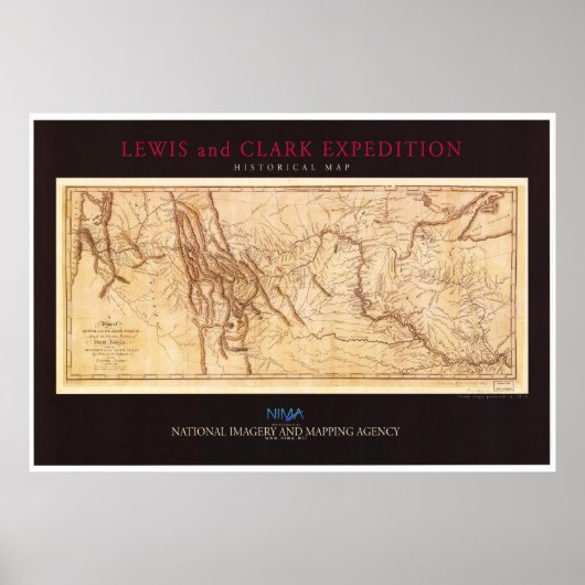 Kaart van de Lewis en Clark Expedition Poster (Voorkant)