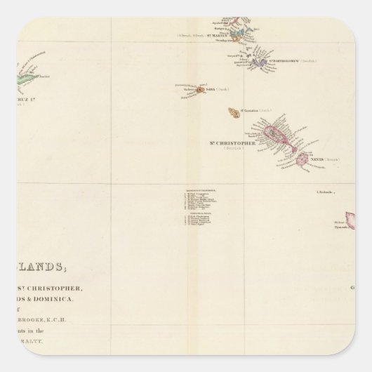 Kaart van de Libanese eilanden Vierkante Sticker (Voorkant)